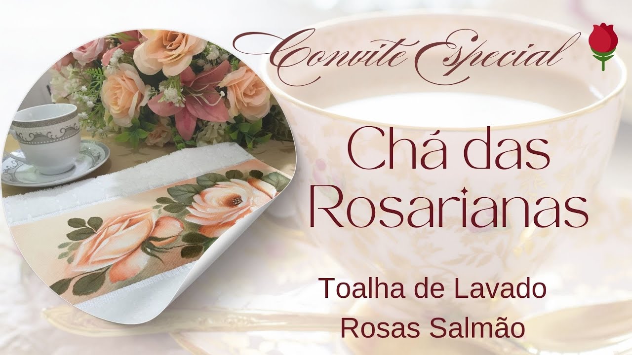 CHÁ DAS ROSARIANAS - TOALHA DE LAVABO - ROSAS SALMÃO
