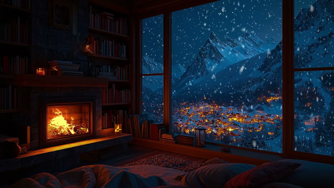 ❄️🏠 Whispering Snow Cabin Night | Warm Firelight and Winter Silence for Deep Rest & Emotional Calm