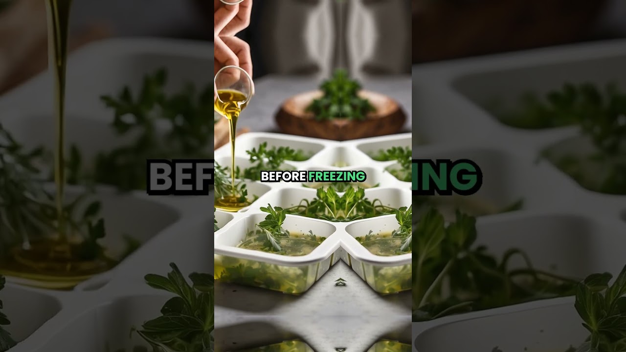 Preserve Fresh Herbs with Olive Oil or Water: Easy Cooking Hack!