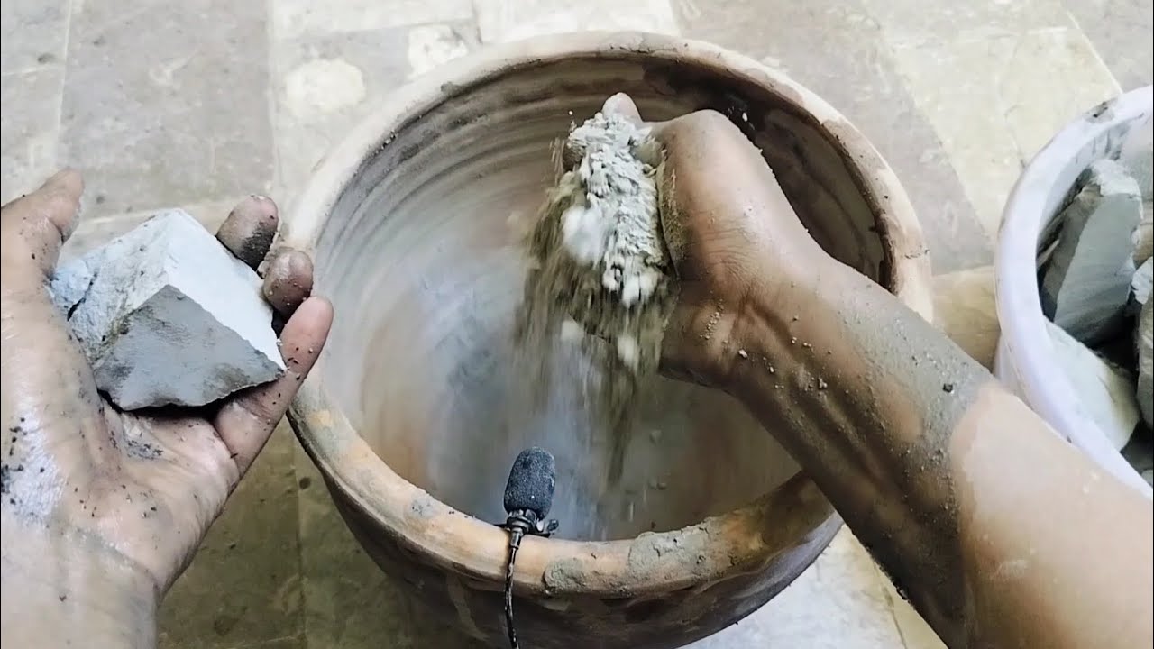 Pure cement dirt dry clay pot crumbling 🔥 grey mud crumbling #satisfying #asmrsound