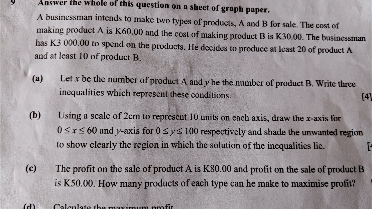 MATHAMATICs Linear programming 2024 Paper 2