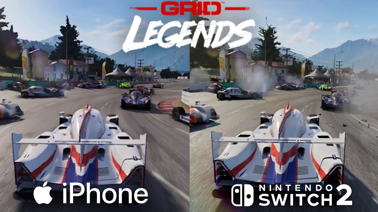 GRID Legends: Deluxe Edition для Nintendo Switch 2 и iPhone 17 Pro — сравнение игровых сценариев.