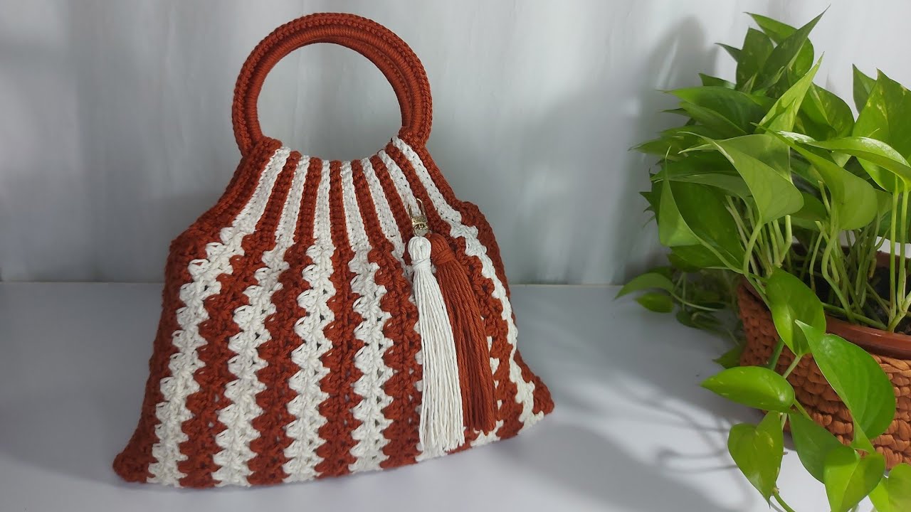 Bolsa de croche  de barbante sacola de croche passo a passo 