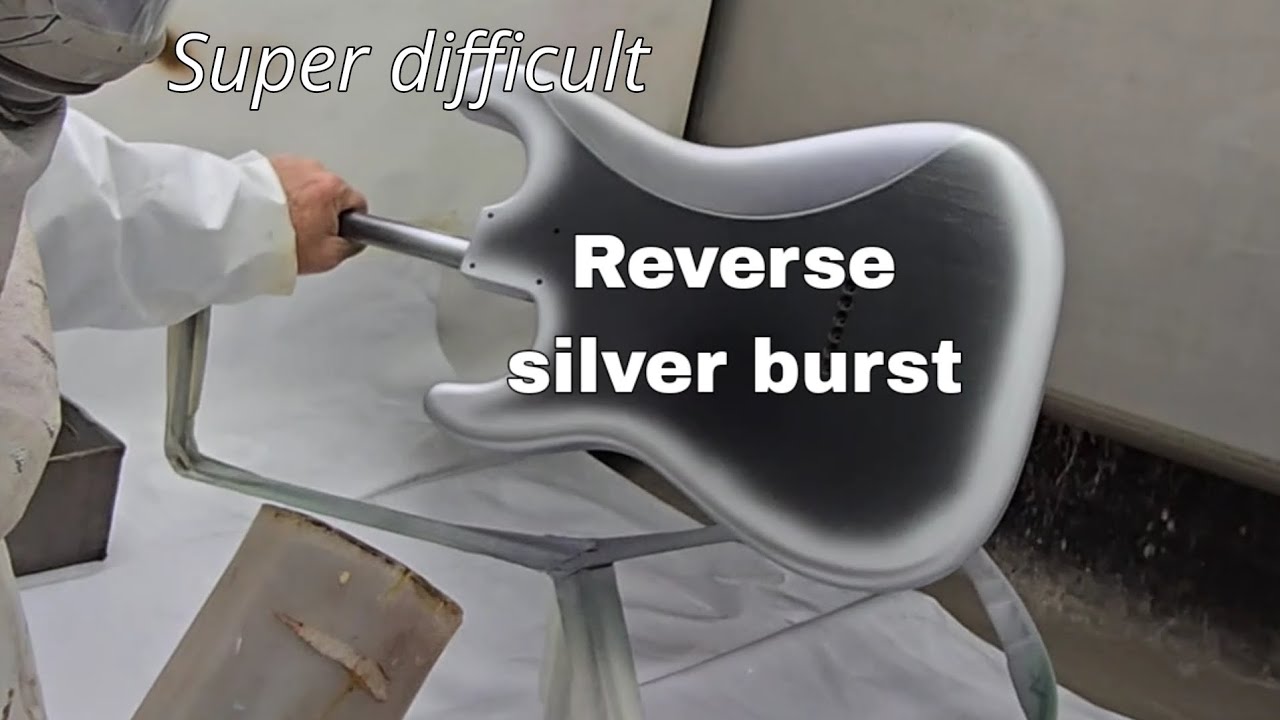 Painting a guitar with a reverse silver burst.
