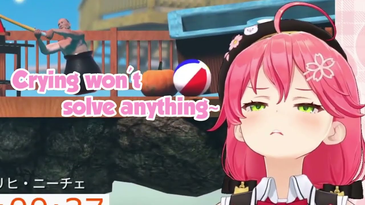 Sakura Miko makes Cute Noises while playing "Getting Over it" |【Hololive | Eng Sub】