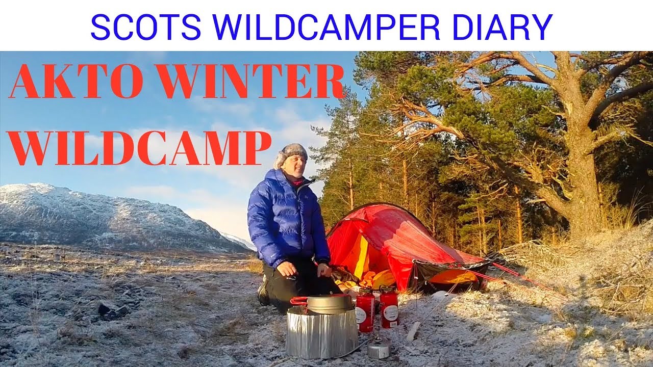 Explore Scotland wild camping  Hilleberg akto winter  Bushcraft campfire cooking Loch Rannoch