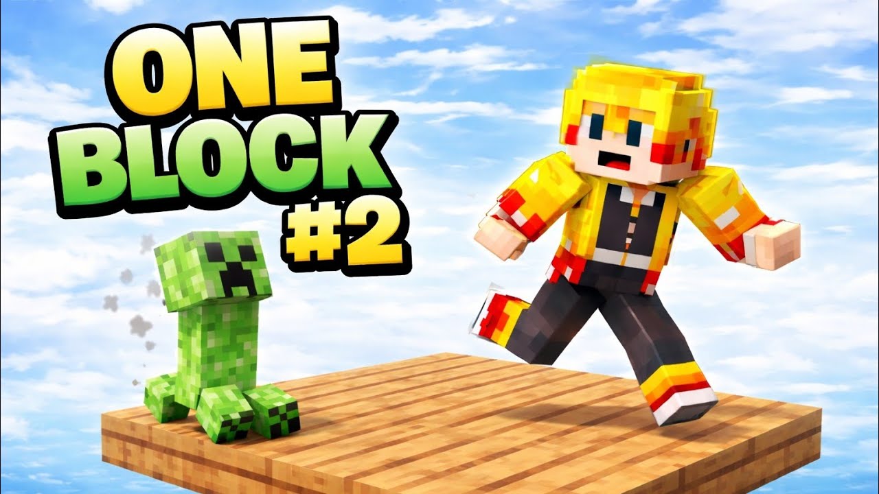 Creeper attack on me | MINECRAFT ONE BLOCK #2  #minecraft #popular #oneblock 