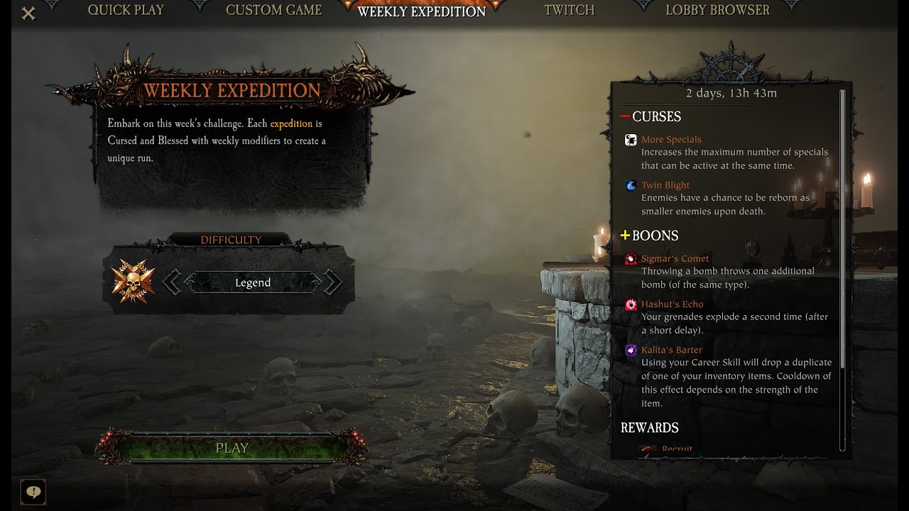 Outcast Engineer Clears Weekly Chaos Wastes (Legend) | Vermintide 2 No Commentary