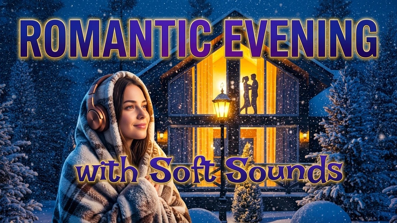Romantic Evening with Soft Sounds #sleepambience #softpiano #music #snowfall #winter #romantic