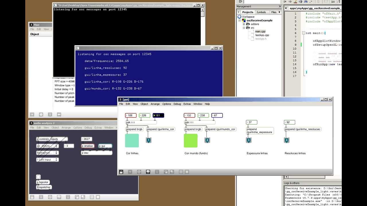 Max to OpenFrameworks OSC routing test