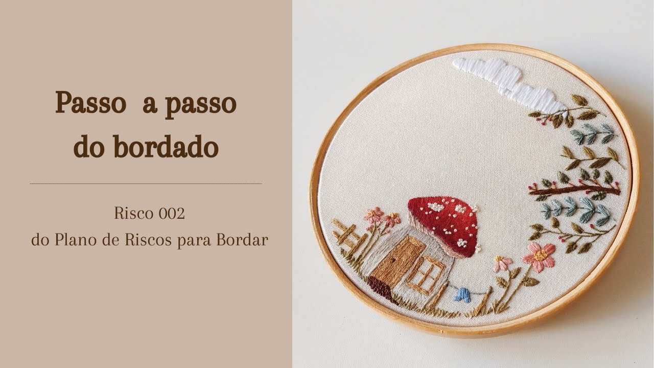 Bordando cogumelo - risco para bordado do Plano de Riscos para Bordar