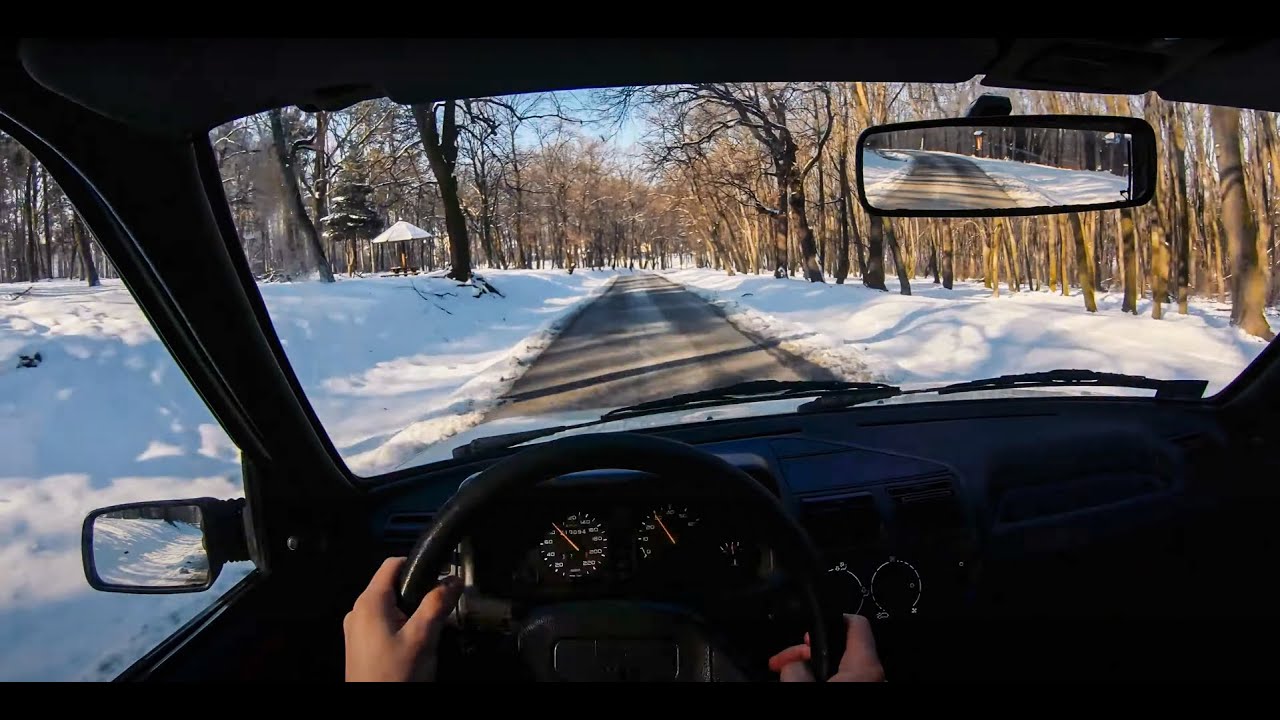 POV - hot hatch driven on snow | Peugeot 205 XS loves icy and slippery roads with small winter tires