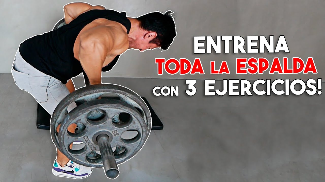 Entrena TODA la ESPALDA EN CASA con barra con 3 ejercicios!