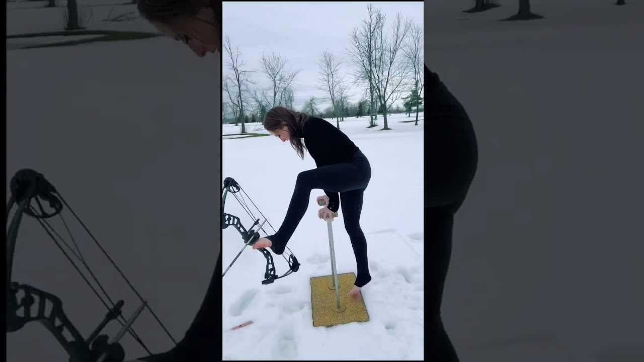 Fire foot archery in the snow 🤯🏹🔥 #archery #footarchery #trickshot #sport #epic #dudeperfect