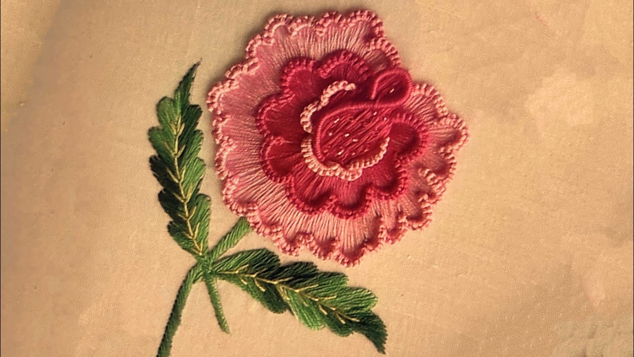 Big Flower Hand Embroidery - Brazilian Embroidery Stitches - Embroidery For Over all - Towel Stitche
