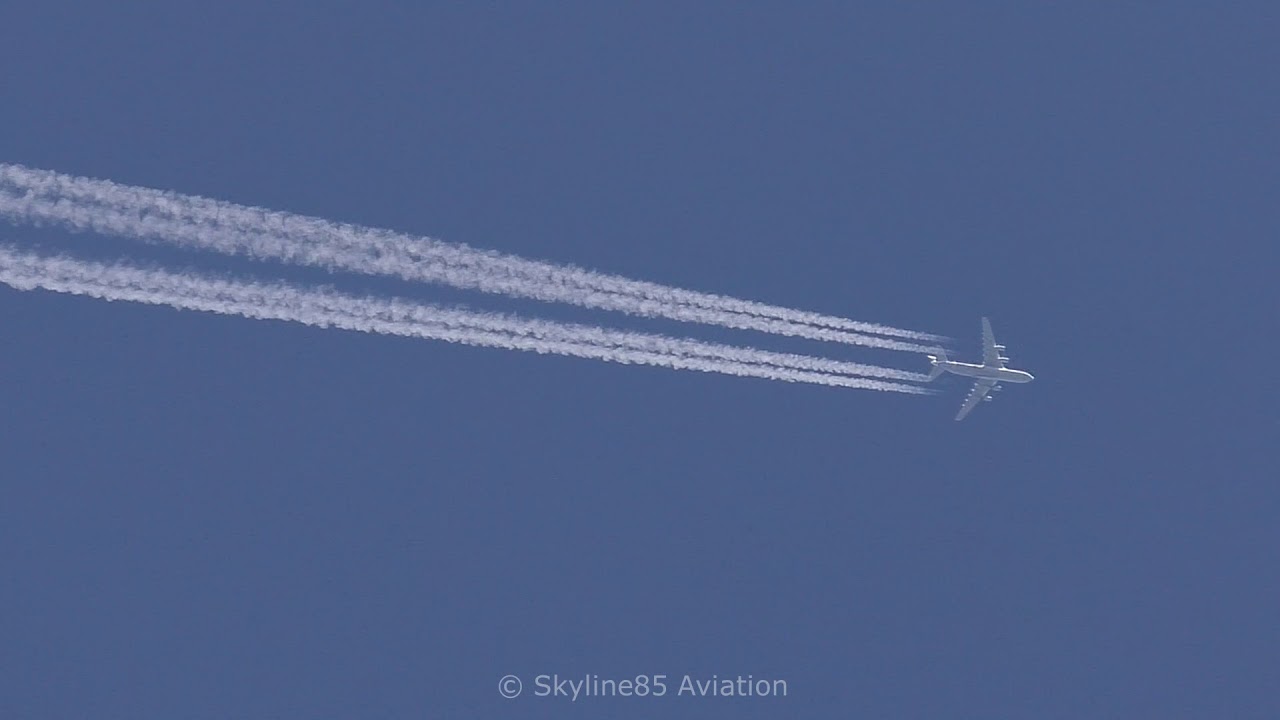 #2 Volga Dnepr Antonov AN-124 Full Overflight [Amazing Sound at 33.000 feet!]