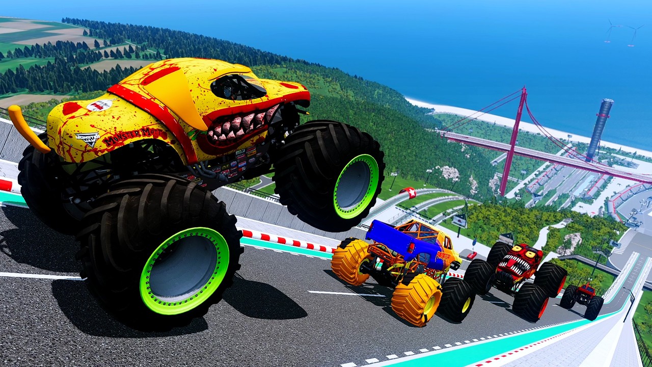 Epic High Speed monster trucks jumps stunts & crashes #092 | BeamNG Drive