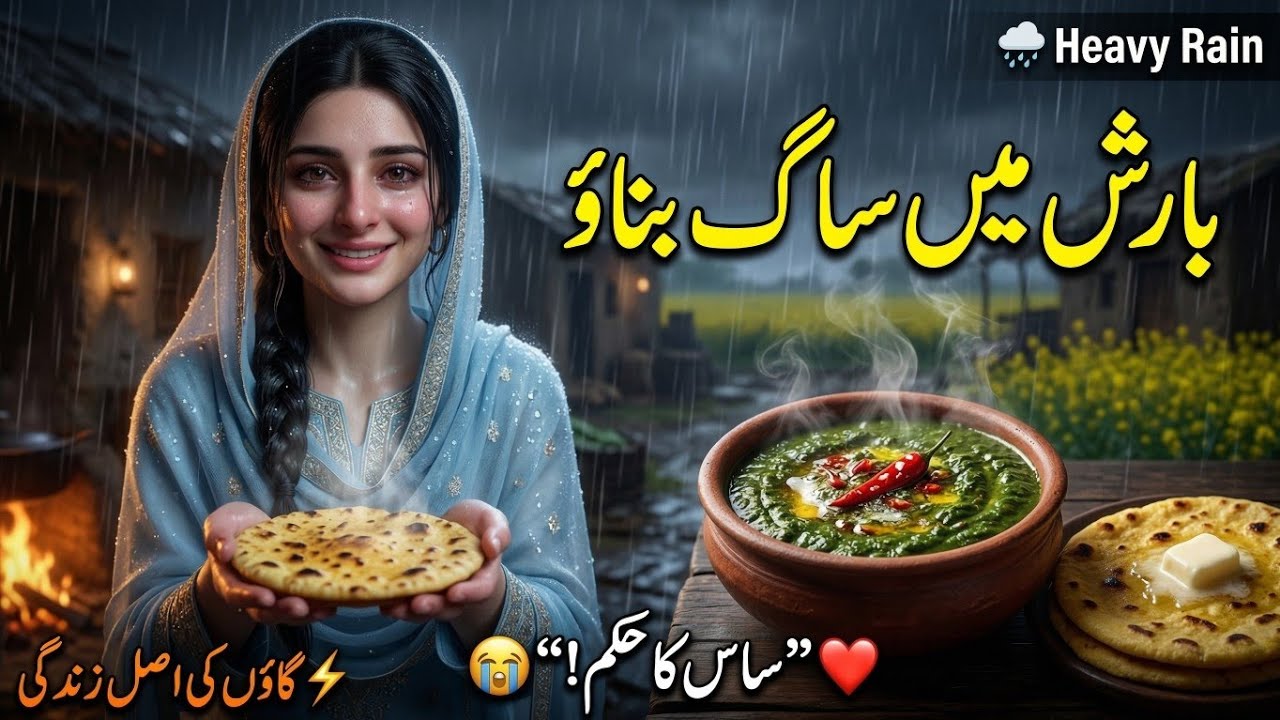 My Mother in Law Ordered Sarson Ka Saag in Heavy Rain 🌧️ | Real Punjabi Village Life | Cozy ASMR