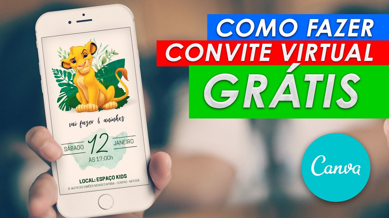 Como fazer convite virtual infantil O Rei Leão - Como ganhar dinheiro na internet com Canva Ep.1