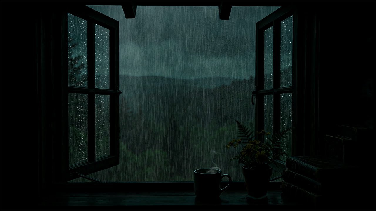 Gentle Midnight Rain by the Window | Dark Room Sounds to Ease the Mind