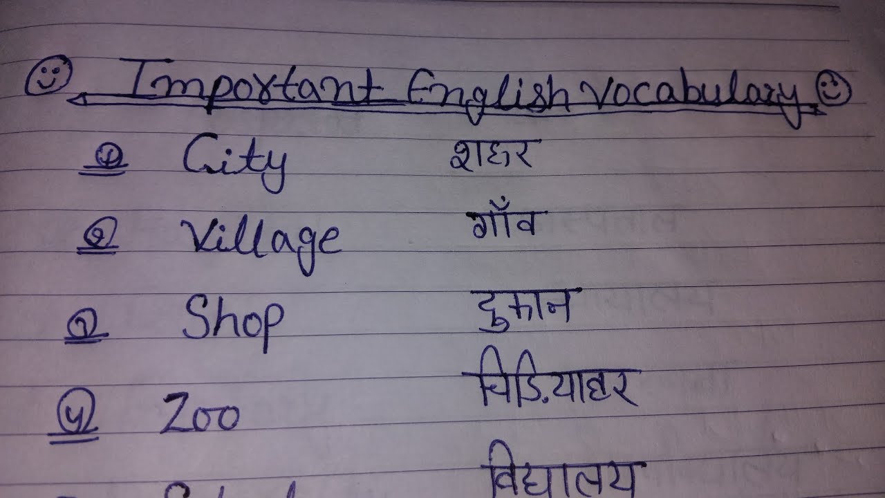 🛖Important English vocabulary🏨🏝English vocabulary as city,shop,House etc.🌳English And Hindi.