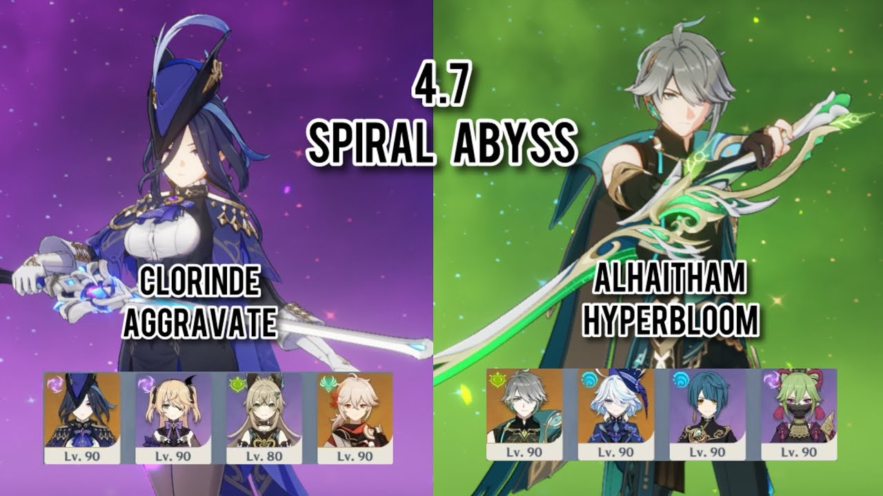 C0 Clorinde Kirara Aggravate & C0 Alhaitham Furina Hyperbloom | 4.7 Spiral abyss | Mobile Gamplay.