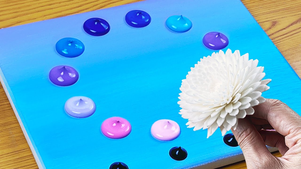 Creative Painting Using a Paper Flower | Most Easy Acrylic Tutorial