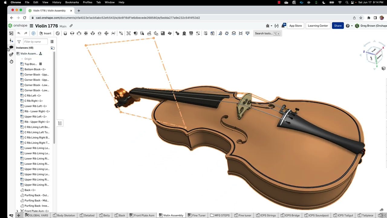 A CAD journey through a parametric violin (part 1 of 2)