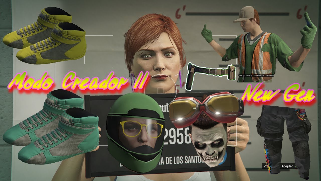 🔥MODO *CREADOR NEXTGEN 💥JERSEY GUANTES CH. MOD ADV. Y BASURERO ZAPATOS AMARILLO/TURQUESA GTA5 ONLINE