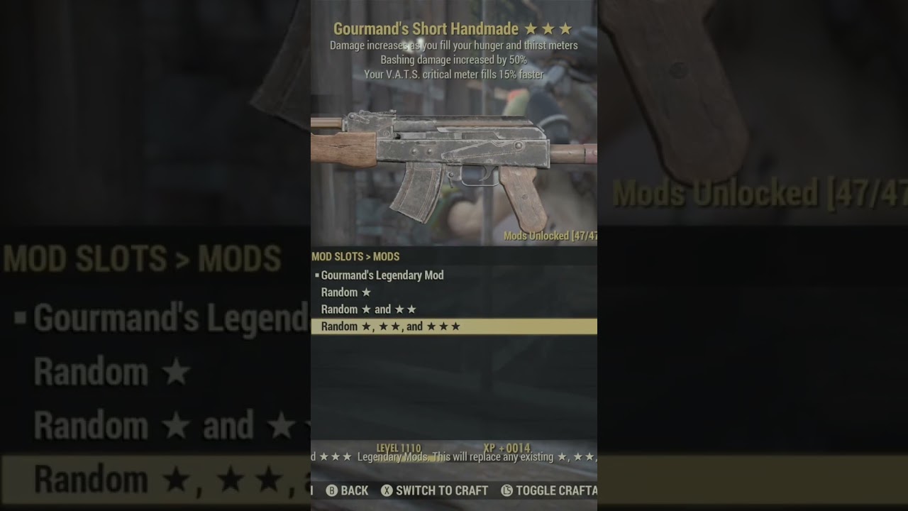 Bloodied Handmade Legendary Rifle Roll #shorts #fallout76 #fo76