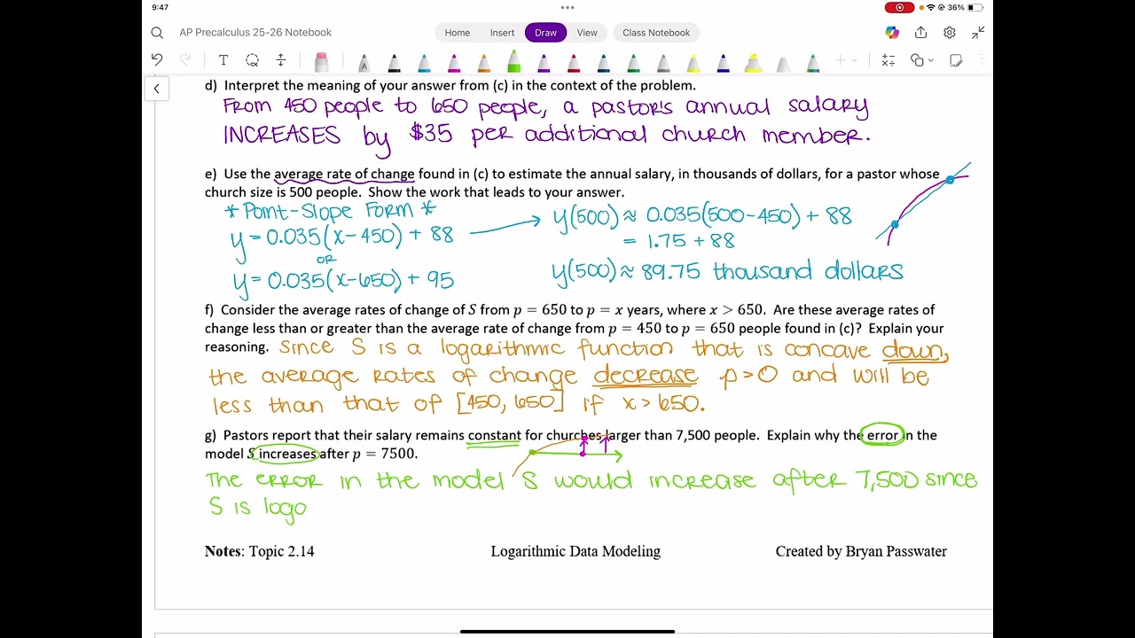 2.14 - Logarithmic Functions Context & Data Modeling Notes Part 2