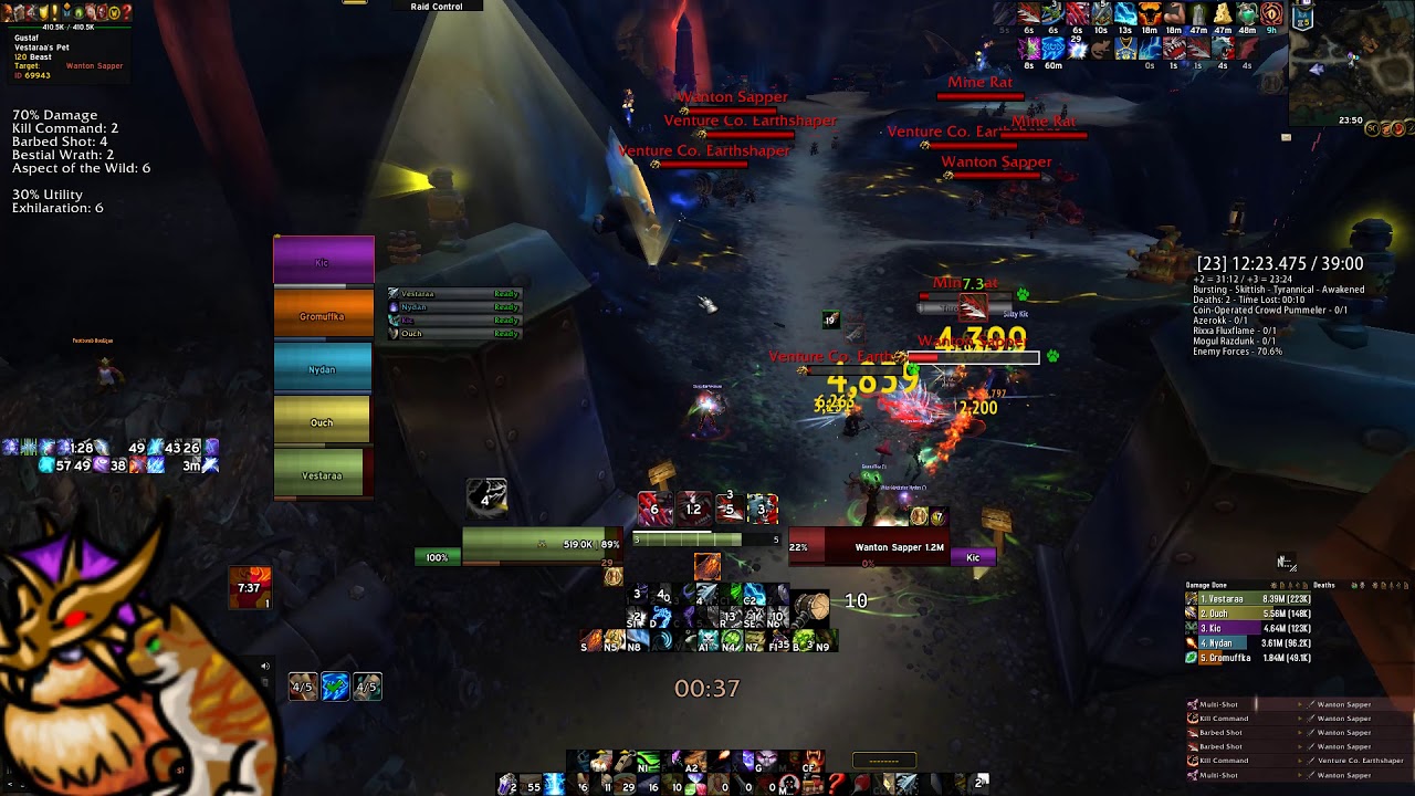 Vestaraa BM Hunter - 23 Motherload in time! - 3700Raider IO score in 8.3!