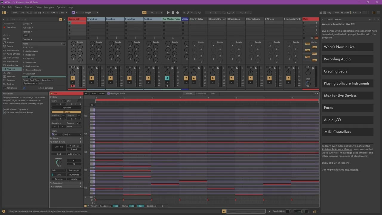 Creating MIDI Notes in Ableton Live with AI