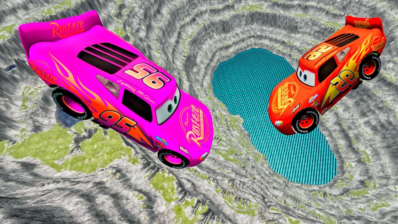 McQueen Car Leap of Death 🚍💀 | Extreme Jump Crash Test | BeamNG.drive Simulation #4