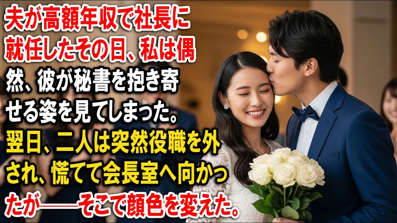 夫が高額年収で社長に就任したその日、私は偶然、彼が秘書を抱き寄せる姿を見てしまった。翌日、二人は突然役職を外され、慌てて会長室へ向かったが——そこで顔色を変えた。【静かな復讐】【家族の裏切り】
