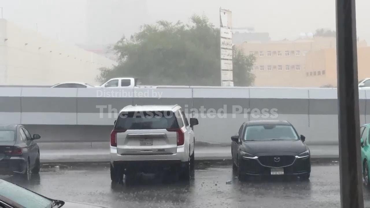 Rain falls over Saudi Arabia's coastal city of Jeddah, with more rainfall expected
