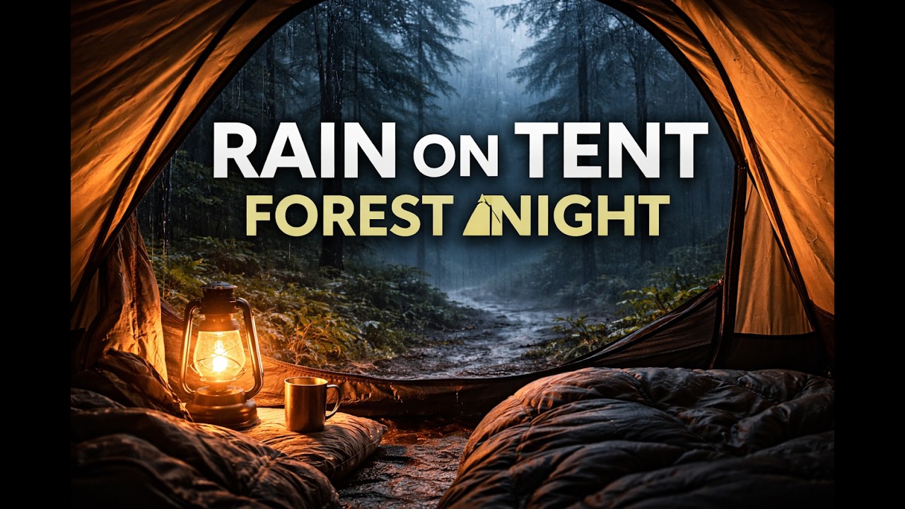 Rain on Tent in Forest at Night ⛺🌧️ Camping Rain Sounds for Deep Sleep (3 Hours)