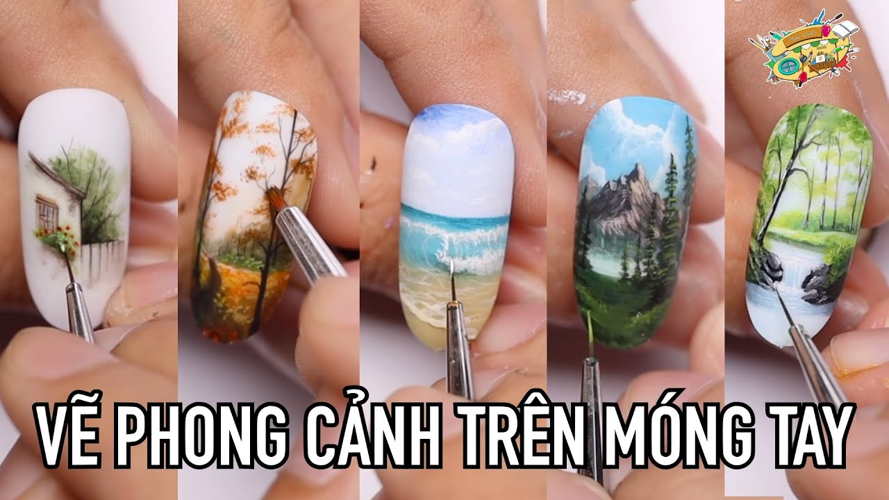 Vẽ Phong Cảnh cho móng tay l Nails Design Landscape l Phat Nail