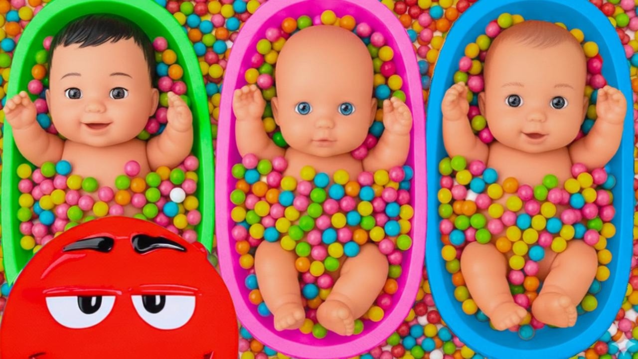 11 Minutes Satisfying with Full of 3 Rainbow BathTubs Candy with M&M's & Magic Slime Cutting Video