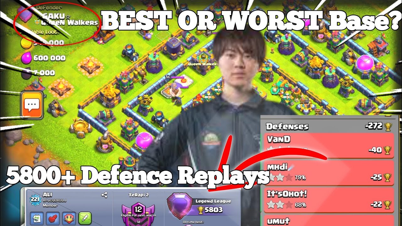 New TH14 Anti Drag Blizzard Legend Base of Gaku With link | 5800+ Defence Replays | Best Or Worst?