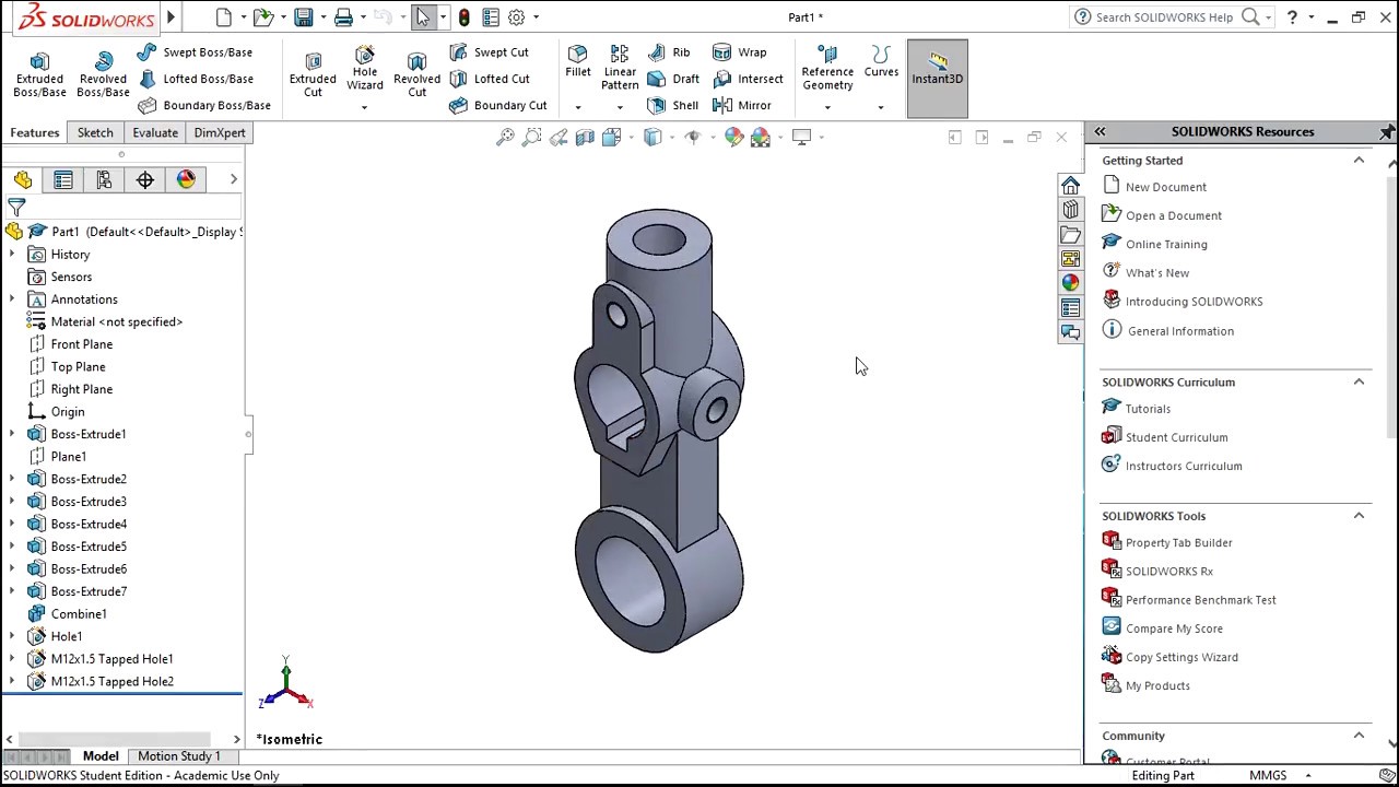 Tutorial Solidworks - Belajar Desain 3D #3 - Idler Arm - Solidworks 2017 (Fast Tutorial)