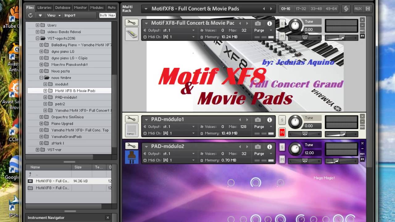 Teste Motif FX8 Full Concert & Movie Pads  para Kontakt