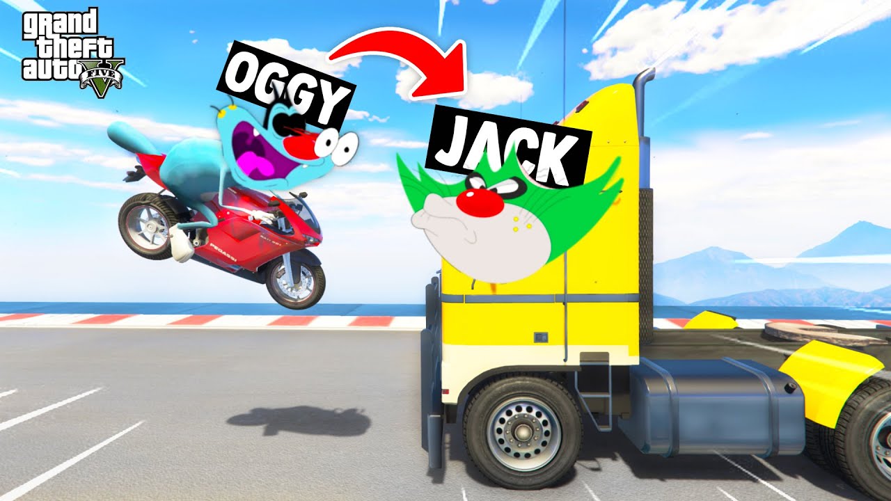OGGY JUMPING ON JACK AND PINKA IN FACE TO FACE CHALLENGE (GTA 5 Funny Moments)