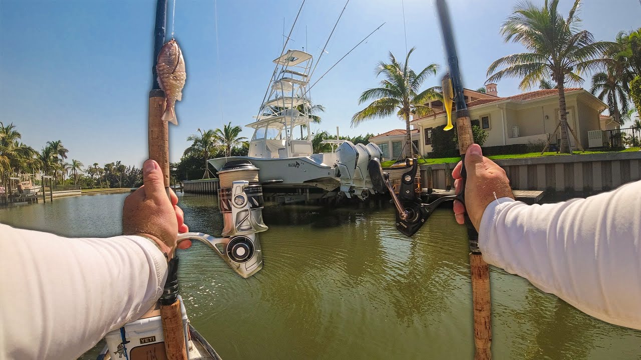 Fishing Million Dollar Florida Residential Canals and Caught a Monster!!