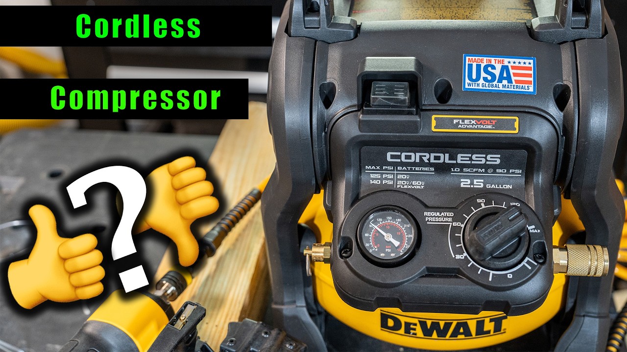 Редкий зверь!  Аккумуляторный компрессор DeWALT DCC2520B обзор и тест с нейлером DeWALT DWFP12233