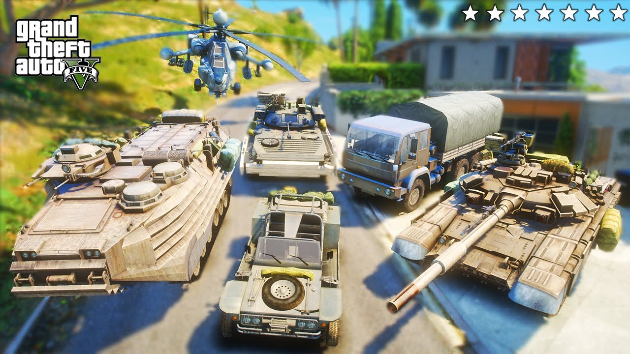 GTA 5 -  Stealing SECRET BATTLE FIELD VEHICLES with Franklin!
