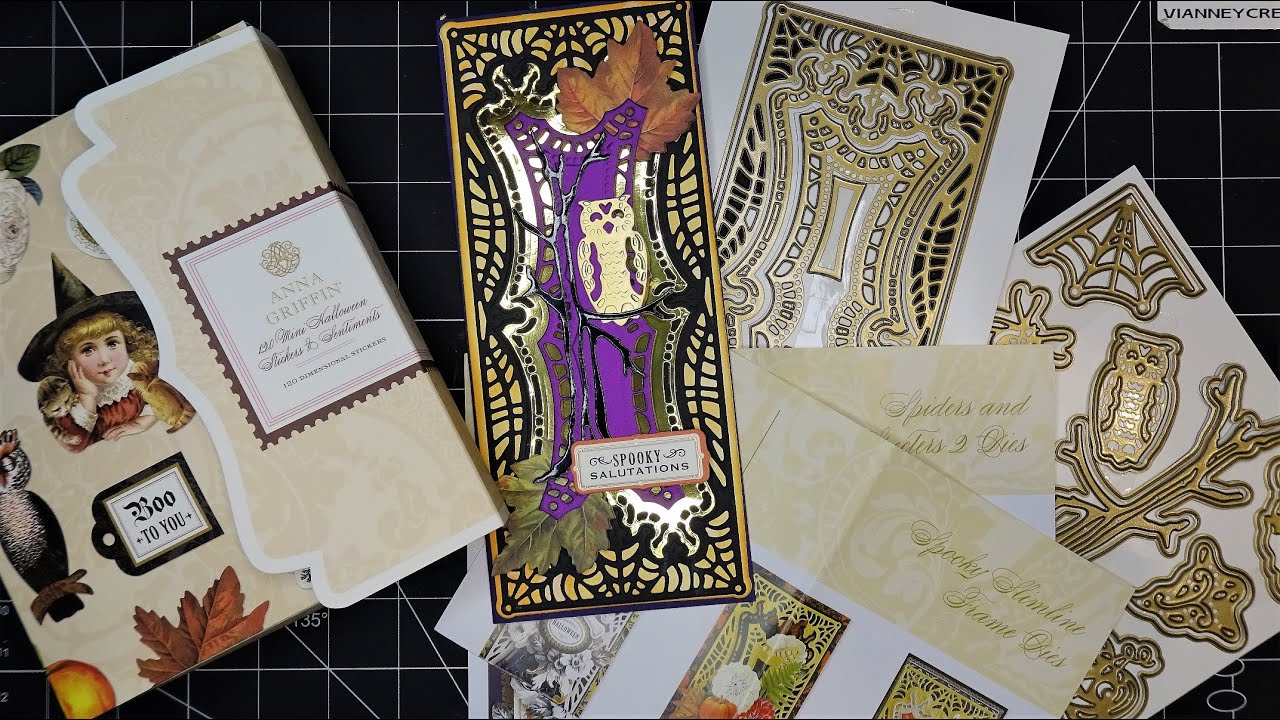Anna Griffin Spooky Slimline Dies, Spiders & Specters 2 Dies and Halloween Stickers Review Tutorial!