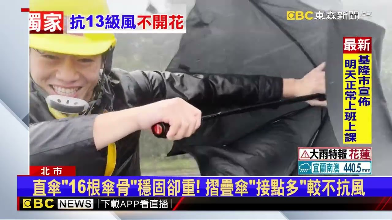 小油坑7級風！ 實測「抗強風直傘vs 摺疊傘」效果@newsebc