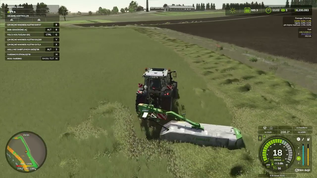 FS25 ÇİM HASAT ETME VE KURU OT HAYVANLARIN KÜÇÜK VE BÜYÜK BAŞ YEM HAZIRLIĞI MF 5S DYNA6 145