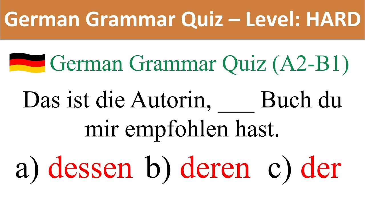 🧠 Bist du bereit? Deutsch Grammatik Quiz A2-B1 wartet auf dich!